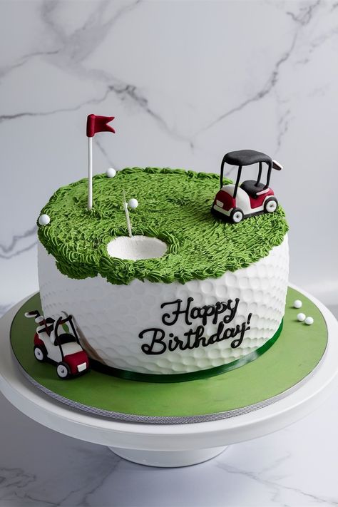 Swing and Celebrate: Elegant Golf-Themed Cake for Men Golf 50th Birthday Cake, Golf Birthday Cake, 60th Birthday Cake For Men Golf, Golf Course Cakes For Men Birthdays, Golf Themed Cookie Cake, Golf Themed Cakes Buttercream, Golf Themed Cakes, Golf Birthday Cakes, Golf Cake