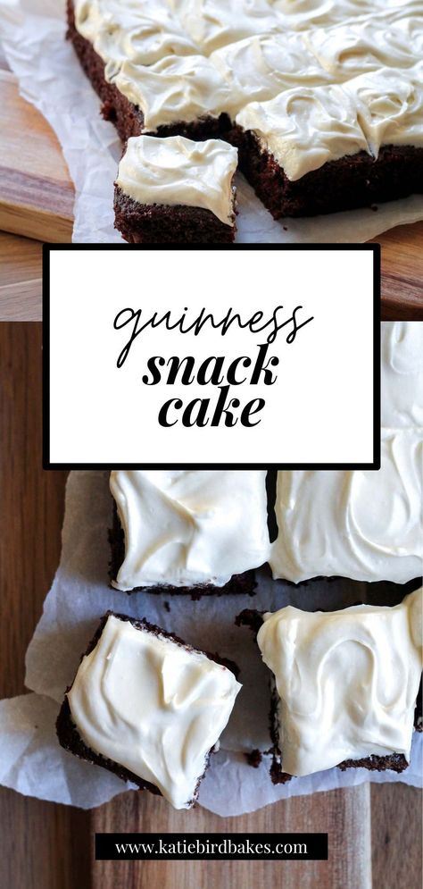 This easy single layer chocolate Guinness cake with Irish cream frosting comes together in one bowl and under an hour for St. Patrick’s Day celebrations!  The stout beer’s deep malty flavor pairs perfectly with chocolate cake, and you can use Bailey’s or any Irish cream liqueur you like in the fluffy frosting - and you don't even need to use a mixer! Irish Cream Frosting, Chocolate Guinness Cake, Guinness Cake, Fluffy Frosting, Single Layer Cakes, Irish Cream Liqueur, Chocolate Layer Cake, Cream Frosting, Irish Cream