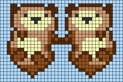 Otter Knitting Chart, Cross Stitch Otter Pattern, Alpha Pattern Otter, Luna Moth Alpha Pattern, Pixel Art Otter, Knitting Charts Animal, Cross Stitch Patterns Animals, Alpha Patterns Easy, Cute Pixel Art Grid