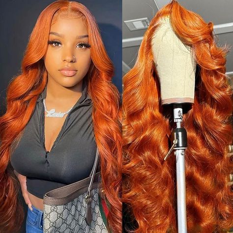 PRICES MAY VARY. ❤️13x6 Ginger Lace Front Wigs Human Hair【Hair Material】 : 100% Unprocessed Brazilian Virgin Hair, Lace Front Wigs Human Hair, Full & Bouncy, Soft & Natural. Can Be Dyed, Bleached, Straightened, Restyled. No Smell, Tangle & Shedding Free. ❤️13x6 HD Transparent Lace Frontal Wigs【Lace Size】：13x6 HD Transparent Lace Frontal Wigs Human Hair.13x6 Lace Area Supports Middle Part and Side Part. More Natural When Take it on, No Smell, No Shedding,Tangle Free.Soft & Bouncy,Breathable & Dur Frontal Wig Body Wave, Long Human Hair Wigs, Ginger Hair Color, Short Human Hair Wigs, Lace Front Wigs Human Hair, Brazilian Remy Hair, 100 Human Hair Wigs, Colored Wigs, Wigs Human Hair