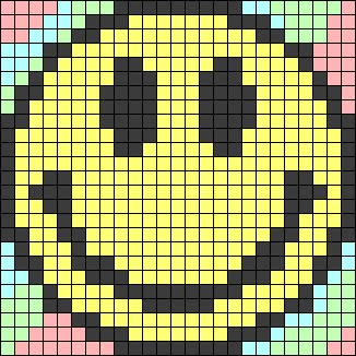 Unif Cross Stitch Bag Pattern, Groovy Pixel Art, Unif Stitch Bag Pattern, Neon Smiley Face, Emoji Smile, Stitch Bag, Easy Perler Bead Patterns, Crochet Stitches Diagram, Easy Pixel Art