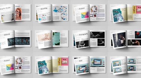 Square Graphic Design Portfolio InDesign Template by GrkiCreative. Square Graphic Design, Adobe Indesign Templates, Graphic Design Portfolio Layout, Graphic Studio, Branding Portfolio, Square Graphic, Portfolio Template Design, Portfolio Layout, Indesign Templates