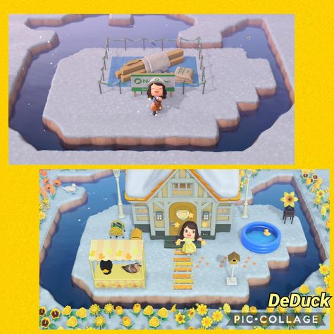 I love ducks. In fact, my island is themed for ducks. I thought what better way to show my love for ducks than to make a duck pond and stick my house in the wing! Here's for all my duck lovers!💛🦆 Animal Crossing Duck, Pond Acnh, Duck Island, Duck Pond, The Wing, A Duck, My House, Ducks, Animal Crossing