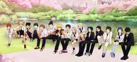 Anime Group Of Friends Schools, Anime Group Of Friends, Naruto High School, Shino Aburame, Frozen Wallpaper, Red Roses Wallpaper, Comics Characters, Girl With Pink Hair, Anime Group