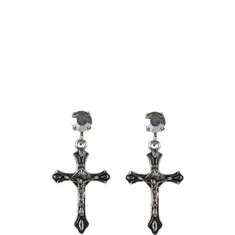 Givenchy Cross-shaped earrings (16.550 RUB) ❤ liked on Polyvore featuring jewelry, earrings, argento, earring jewelry, cross earrings, givenchy, cross jewelry and crucifix jewelry Fake Cross Earrings, Sims 4 Cross Earrings, Cross Jewelry Goth, Black Gothic Cross Earrings, Gothic Cross-shaped Pierced Earrings, Givenchy Earrings, Cross Earrings, Cross Jewelry, Givenchy