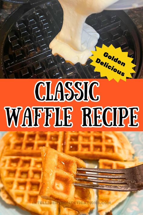 Easy Waffles From Scratch, Waffle House Waffle Recipe, Homemade Waffle Recipe, Waffles From Scratch, Classic Waffle Recipe, Crispy Waffles, Homemade Waffle, Make Waffles, Easy Waffle Recipe