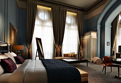 Sir John Betjeman Suite at the St Pancras Hotel, London St Pancras Hotel, Bridal Suite Decor, London Hotel Room, Manhattan Loft, Interesting Decor, Victorian Bedroom, St Pancras, Luxury Suite, London Hotels