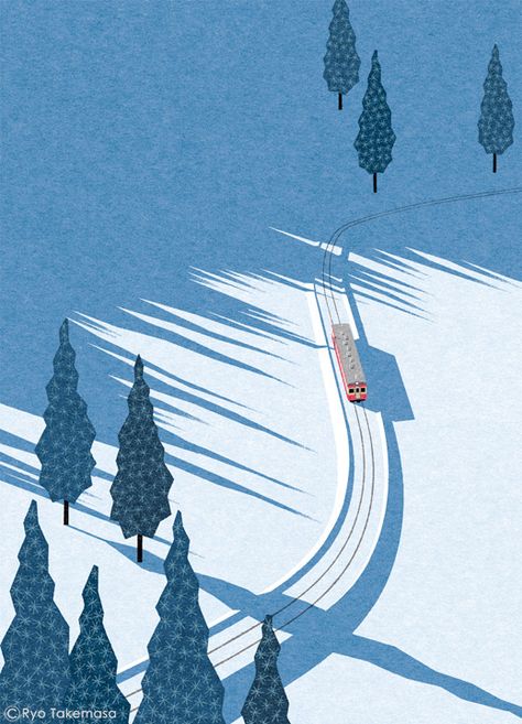 SQUET February 2016 on Behance Ryo Takemasa, Otto Schmidt, Winter Illustration, Landscape Illustration, Art And Illustration, E Card, Illustration Inspiration, Mail Art, Illustrations And Posters