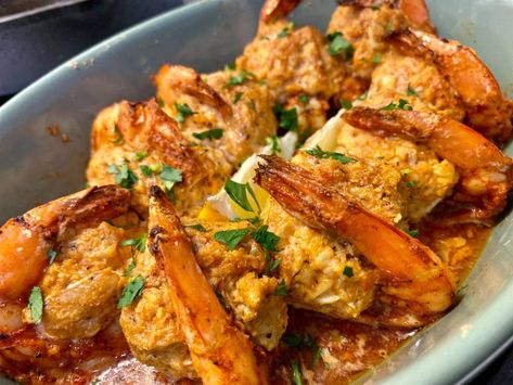 Crab Stuffed Shrimp - Krystel's Cooking Easy Salad Lunch, Shrimp In The Oven, Cooking Crab, Stuffed Shrimp, Crab Stuffed, Crab Stuffed Shrimp, Lasagna Soup Recipe, Seafood Sauce, Pasta Salad Italian