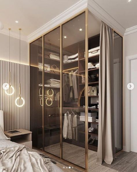 Glass Wardrobe, Interior Design Per La Casa, Modern Bedroom Interior, Bad Inspiration, Bed Design Modern, Wardrobe Design Bedroom, Bad Design, Home Design Living Room, Bedroom Furniture Design