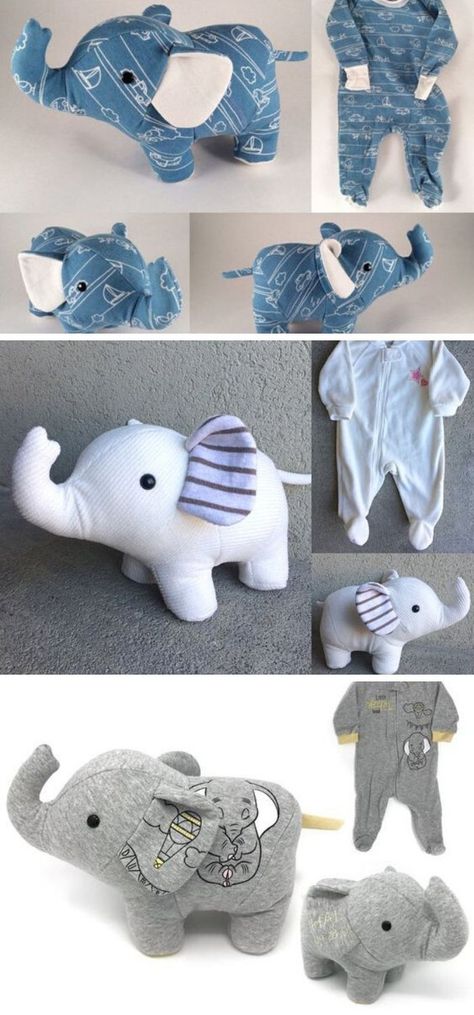 Memory Elephant, Memory Clothes, Handmade Sock Monkey, Easy Blanket Knitting Patterns, Diy Teddy Bear, Memory Bears Pattern, Bear Patterns Free, Elephant Stuffed Animal, Bear Patterns