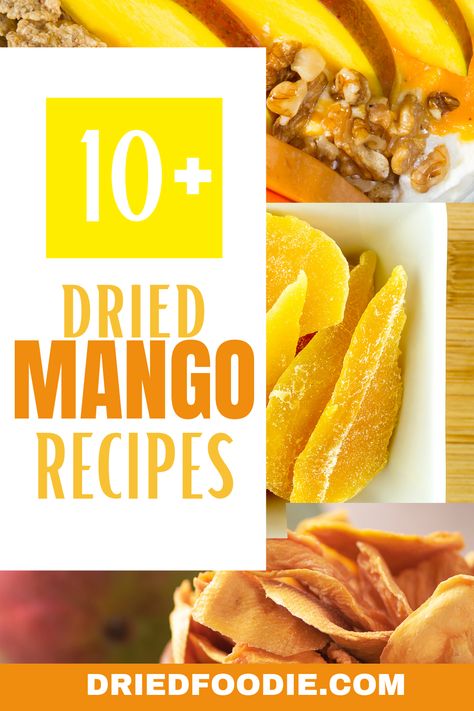 Learn how to make these delicious dried mango recipes. Includes ideas for breakfast, snacks, desserts & more. Number 5 is my all-time favorite! Recipes With Dried Mango, Freeze Dried Mango Recipes, Recipes Using Dried Mango, Dried Mango Recipe Desserts, Dried Fruit Dessert, Dried Mango Recipe, Dried Fruit Cookies, Homestead Food, Dried Fruit Recipe