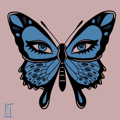 Trippy Butterfly, Turkish Eye, Mini Drawings, Butterfly Wallpaper, Comic Styles, Tube Beads, Disney Wallpaper, Ink Tattoo, Blackwork