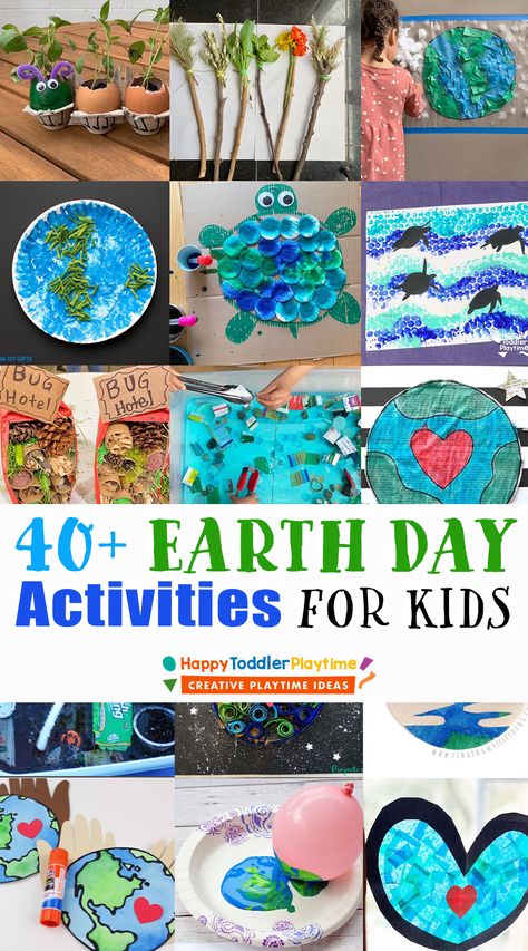 40+ Awesome Earth Day Activities & Crafts for Kids - Happy Toddler Playtime Earth Day Activities For Kids, Ochrana Prírody, Earth Projects, Earth Week, Earth Day Projects, Crafts And Activities For Kids, Earth Day Crafts, Earth Day Activities, Kids Talking