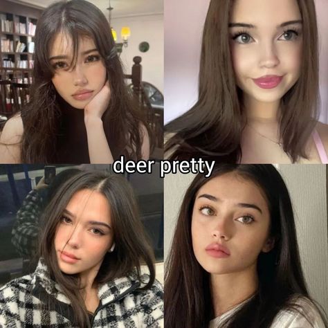 which one is you? ♡ follow @jeonrencia for more! 🧋 ✧₊˚. Bambi Pretty, Different Types Of Makeup Looks, Types Of Makeup Styles, Type Of Pretty, Deer Beauty, Deer Pretty, Bambi Makeup, Different Types Of Makeup, Makeup Types