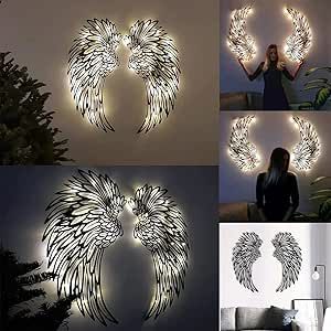 Crafts For Bedroom, Wings Wall Art, Land Ideas, Art With Led Lights, Angel Wings Decor, Diy Angel Wings, Diy Angels, Wall Art Sculpture, Sculpture Decor