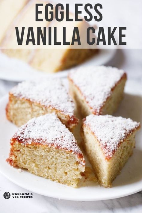 Egg Substitute In Baking Cake, Egg Free Vanilla Cake, One Egg Cake Recipe, Homemade Strawberry Glaze, One Egg Cake, Vanilla Cake Recipe Moist, Eggless Vanilla Cake Recipe, Cake Base Recipe, Egg Free Cakes