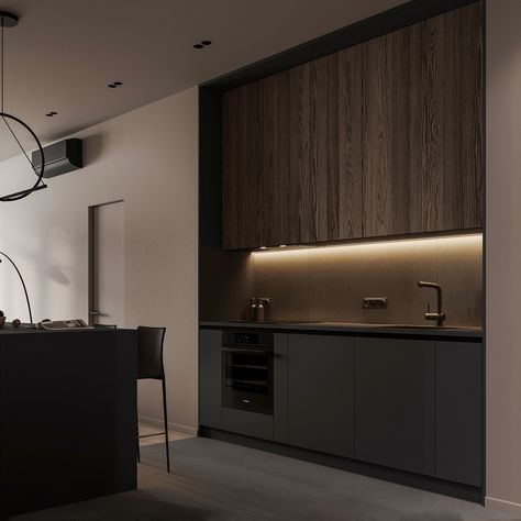 Japandi Kitchen Design, Dark Interior Design, Minimal Living Room, Furniture Studio, Japandi Design, Dream Interior, Interior Design Per La Casa, Studio Flat, 3d Studio