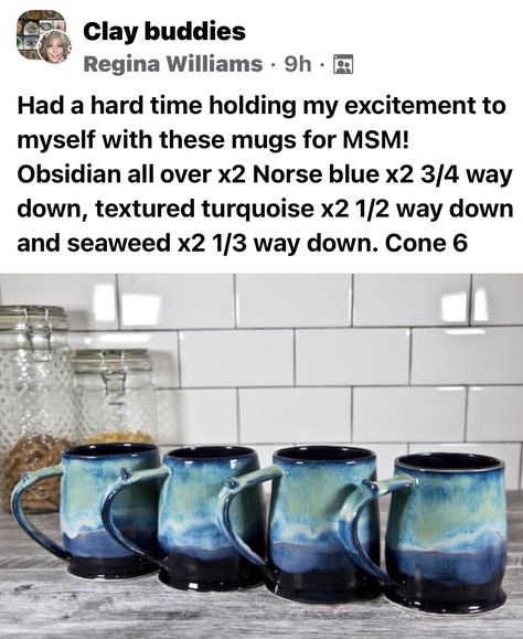 Northern Lights Glaze Combo, Moonscape Glaze Combinations, Amaco Potters Choice Glaze Combinations Blue Midnight, Amaco Glaze Layering Obsidian, Amaco Glaze Layering Seaweed, Pottery Colors, Mayco Glaze Indigo Rain, Amaco Cone 5/6 Glaze Combos, Ceramics Glazing