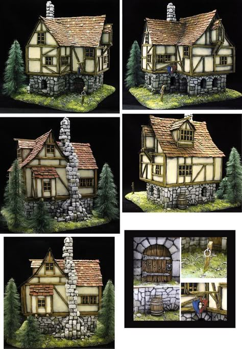 Medieval Tavern, Individual House, Hirst Arts, Dnd Terrain, Miniature Terrain, Medieval Buildings, Medieval House, Fantasy Buildings, D&d Minis