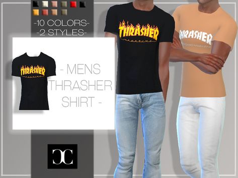 Thrasher Shirts, Sims 4 Male, Sims 4 Men Clothing, Thrasher Shirt, Sims 4 Male Clothes, Sporty Hoodie, Sims Baby, Preteen Clothing, Sims 4 Teen