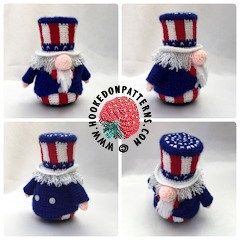 Patriotic Gnome Crochet Pattern Free, Crochet Gonk, Crocheted Gnomes, Crochet Gnomes, Patriotic Gnomes, Crochet Gnome, Patriotic Projects, Crochet Holiday, Diy Christmas Ornaments Easy