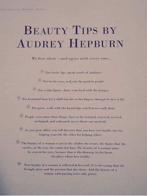 How To Be Like Audrey Hepburn, Audrey Hepburn Tips, Audrey Hepburn Beauty Tips, Elegance Is The Only Beauty Quote, Beauty And Brains Aesthetic, Beauty Tips By Audrey Hepburn, Audrey Hepburn Femininity, Audrey Hepburn Quotes Classy, Audrey Hepburn Aesthetic