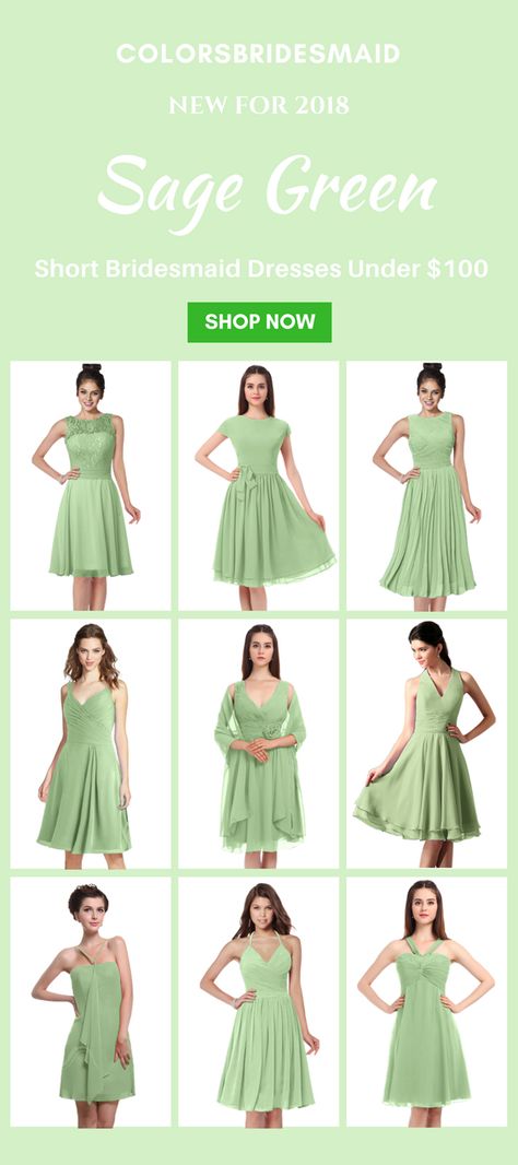 Sage green bridesmaid dresses short in knee-length and mini length in V-neck, sweetheart, scoop, halter necklines are under 100 for sale. Tailor made to all sizes including plus size. What affordable bridesmaid dresses they are! Sage Green Bridesmaid Dresses Short, Sage Green Dress Short, Bridesmaid Dresses Sage Green, Green Bridesmaid Dresses Short, Bridesmaid Dresses Sage, Dresses Sage Green, Sage Green Bridesmaid Dresses, My Best Friend’s Wedding, Sage Green Bridesmaid