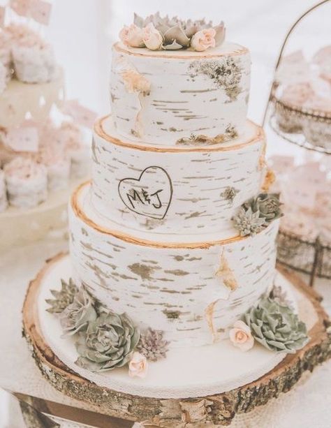 Cactus Wedding Cake, Bark Wedding Cake, Vintage Pasta, Succulent Cake, Pretty Wedding Cakes, Big Wedding Cakes, Country Wedding Cakes, Wedding Cake Roses, The Wedding Cake