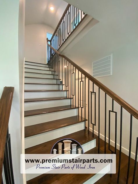 Spindles For Stairs, Iron Stair Balusters, Staircase Spindles, Wood Railings For Stairs, Stairs Makeover Ideas, Metal Spindles, Stairs Renovation, Rustic Stairs, Stair Spindles