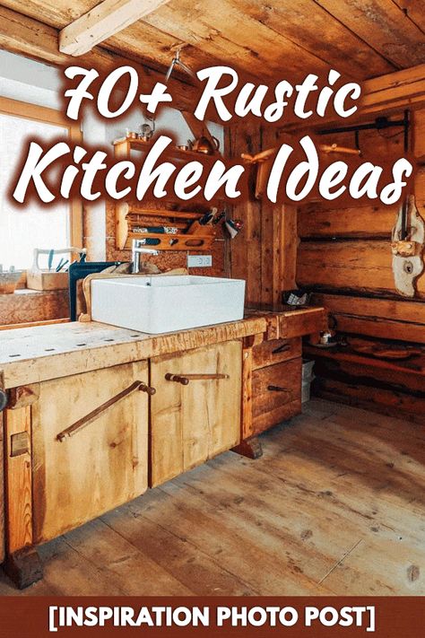 Rustic Kitchen Ideas: Cozy Wooden Cabinets Rustic Cabin Countertops, Rustic Kitchen Cupboards, Kitchen Cabin Ideas, Chalet Style Kitchen, Recycled Kitchen Cabinets, Rustic Farmhouse Cabinets, Tongue And Groove Kitchen Walls, Cabin Cabinets Kitchen, Cozy Wood Kitchen