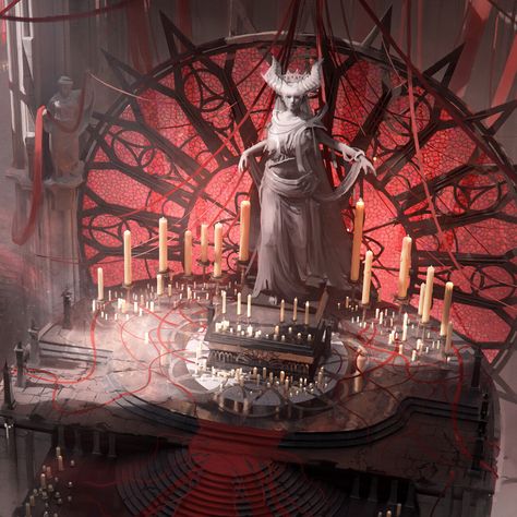 Ritual Concept Art, Red Cathedral, The Awakening, Fantasy Concept, Art Et Illustration, Fantasy Artwork, Dark Fantasy, Ritual, Interior And Exterior