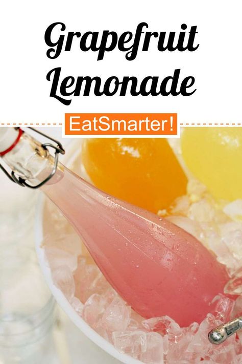 Grapefruit Lemonade - simple dish - So healthy is the recipe: 8.4/10 | A recipe idea by EAT SMARTER | non-alcoholic, Beverage, Lemonade #poultry #healthyrecipes Grapefruit Lemonade Recipe, Grapefruit Lemonade, Orange Lemonade, Healthy Delicious Recipes, Ginger Slice, Pink Food Coloring, Alcoholic Beverage, Lemonade Recipe, Pink Foods