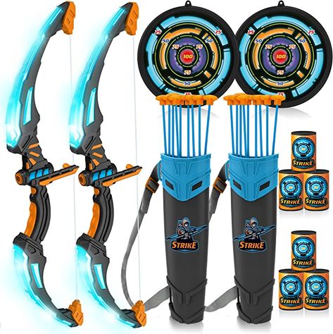 This set shoots pretty far and straight for a plastic set! We love shooting down the cans. Nerf Bow And Arrow, Kids Archery Set, Toy Bow And Arrow, Arrow Archery, Bow And Arrow Set, Archery Set, Bow Light, Sci Fi Design, Kids Light