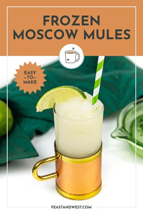 Cool off on a hot day with a frozen Moscow mule cocktail. Vodka, lime juice and frozen ginger beer are blended together for a slushy treat! Pineapple Mule, Vodka Mule, Frozen Drinks Alcohol, Cocktail Vodka, Frozen Drink Recipes, Champagne Recipes Cocktails, Moscow Mule Cocktail, Frozen Cocktail Recipes, Moscow Mules