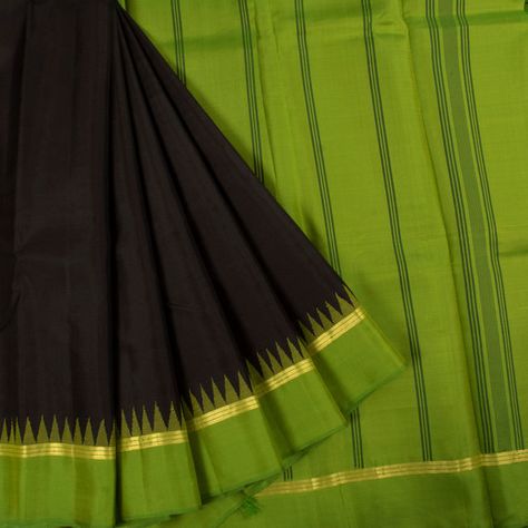 Handloom Korvai Threadwork Kanjivaram Silk Saree With Temple Border Korvai Silk Sarees Kanchipuram, Saree Colours, Silk Sarees Kanchipuram, Saree Kanchipuram, Black Thunder, Silk Saree Kanchipuram, Dressing Sense, Kanjivaram Silk Saree, Ethnic Sarees