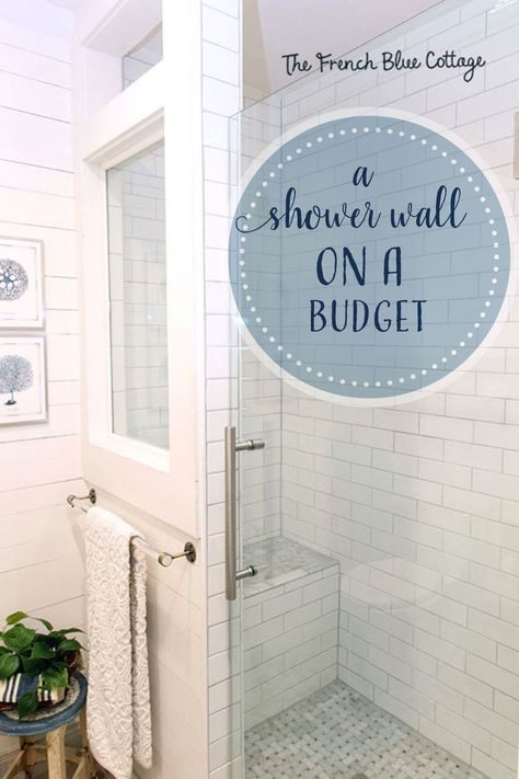 Shower Half Wall, Shower Windows Ideas, White Shiplap Walls, Shower Window, Diy Feather, Subway Tile Showers, Shiplap Bathroom, Shiplap Walls, Window In Shower