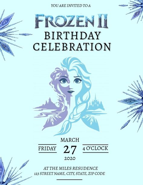 Frozen 2 Invitations Free Templates, Tags Frozen, Frozen Birthday Party Invites, Elsa Birthday, Template Birthday, Frozen Theme Party, Birthday Event, Frozen Theme, Promotional Flyers