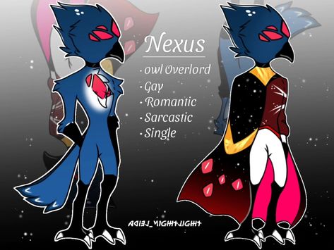 Hazbin Hotel OC Nexus Redesign Owl Overlord In my AU not Canon. Hazbin Hotel Oc, Hazbin Hotel, Canon, My Art, Hotel, Pins, Art