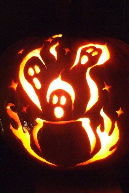 Pumpkin Carving Cauldron, Teapot Pumpkin Carving, Pumpkin Carving Haunted House, Cauldron Pumpkin Carving, Ghost Pumpkin Carving Ideas, Pumpkin Carving Ideas Ghost, Cute Ghost Pumpkin Carving, Haunted House Pumpkin Carving, Pumpkin Carving Ghost