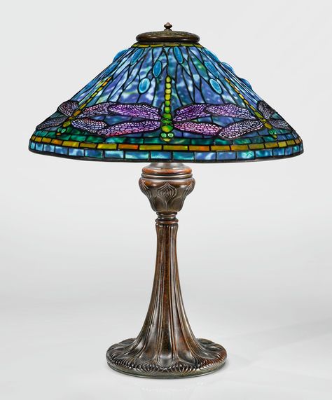 tiffany studios dragonfly tab ||| lighting ||| sotheby's n10084lotb6lsqen Tiffany Ceiling Lights, Jersey Collection, Tiffany Studios, Art Glass Lamp, Antiques Roadshow, Louis Comfort Tiffany, Tiffany Glass, Stained Glass Lamps, Table Lamp Shades