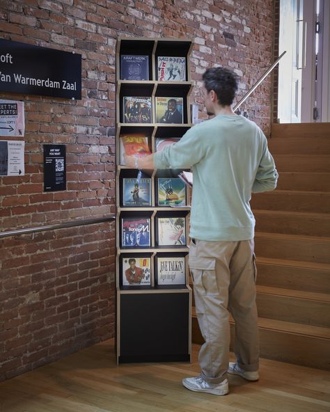 ... the world's first record cabinet that fully integrates storage and display for 7-inch singles! Modular and custom, made to order. Vinyl Record Cabinet, Music Furniture, Record Cabinet, Vinyl Record Storage, Vinyl Storage, Record Storage, Storage Display, Storage System, Vinyl Record