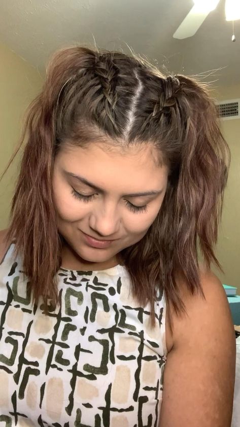 Half Braided Pigtails, Half Braided Hairstyles Short Hair, Short Hair Hairstyles Braid, Dutch Braid Short Hair Tutorials, Dutch Braid On Short Hair, Braided Pigtails Short Hair, Cute Hairstyles For Short Hair Braids, Dutch Braids On Short Hair, Half Up Braided Hairstyles Short Hair