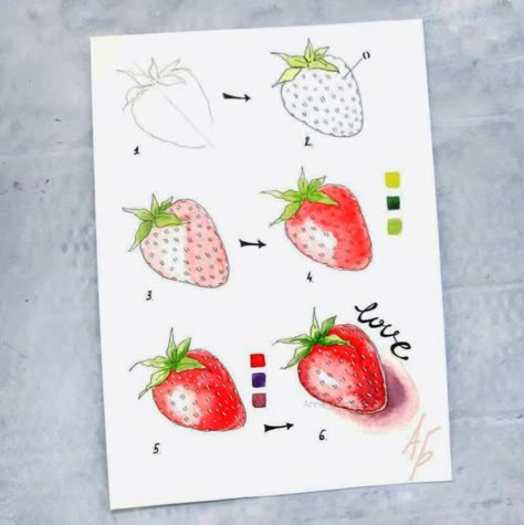 Fruit Art Drawings, Markers Drawing Ideas, Food Art Painting, Painting Flowers Tutorial, Watercolor Beginner, Doodle Art Journals, Watercolor Food, Watercolor Fruit, Cute Food Drawings