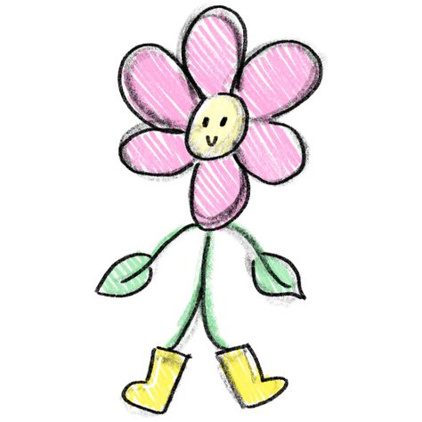 Pink flower man doodle! Simple Tree Drawing Doodles, Doodles For Letters, Little Cartoon Drawings, Kindness Doodles, Cute Flowers Doodle, Cute And Easy Doodles, Peaceful Drawing, Cute Aesthetic Doodles, Silly Little Drawings