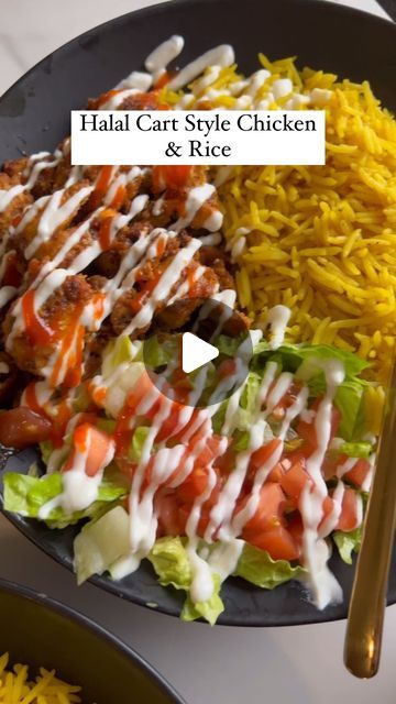 ‎♥️🇵🇸بنت فلسطين‎ on Instagram: "Halal Cart Chicken & Rice   Flavor bomb chicken and rice, at a fraction of the price and from anywhere across the  country! It honestly tastes wayyyy better than the ones I've had, and you will love it.   FOR FULL RECIPE copy this link or click link in bio https://falasteenifoodie.com/halal-cart-chicken-and-rice/  #Copycat #easyrecipe #foodie #tiktokrecipes  #food #arabfood #halalguys #nycfood #halalguysrecipe #middleeasternfood #easyrecipes #takeout #tiktokfood #foodcart #newyorkfood #newyork #halalcart #shawerma #shawarma" Halal Rice Recipe, Halal Chicken Recipe, Halal Chicken And Rice Recipe, Halal Cart Chicken And Rice, Halal Guys Recipe, Halal Guys Chicken And Rice, Halal Food Recipes, Halal Chicken And Rice, Halal Cart Chicken