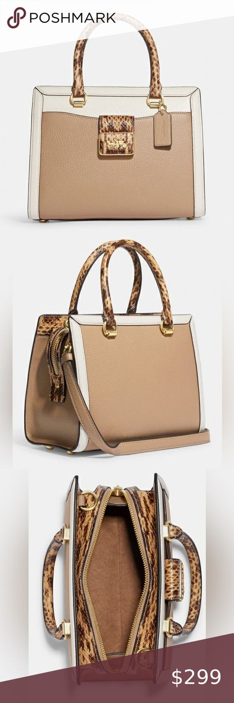 Women’s Handbag COACH Grace Carryall Colorblock Snake Embossed Leather AUTHENTIC Coach Carryall, Closet Women, Carry All Bag, Gorgeous Bags, 7 H, Snake Print, Coach Handbags, Embossed Leather, Emboss