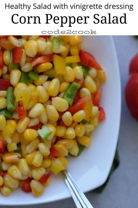 Sweet Pepper Salad Recipe, Cold Corn Salad, Boiled Sweet Corn, Sweetcorn Salad, Sweet Pepper Recipes, Bell Pepper Salad, Meatball Appetizer Recipe, Pepper Salad, Vegetable Salad Recipes