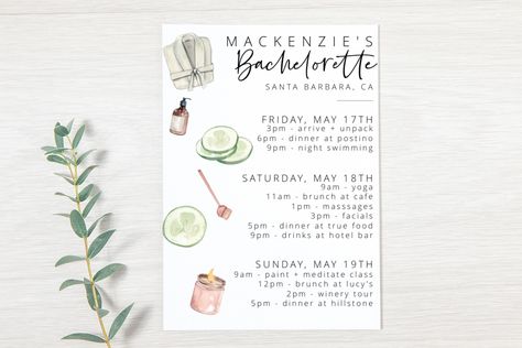 Bachelorette Schedule, Spa Bachelorette Party, Bachelorette Spa, Spa Bachelorette, Bachelorette Party Itinerary, Spa Getaways, Spa Weekend, Bachelorette Itinerary, Night Swimming