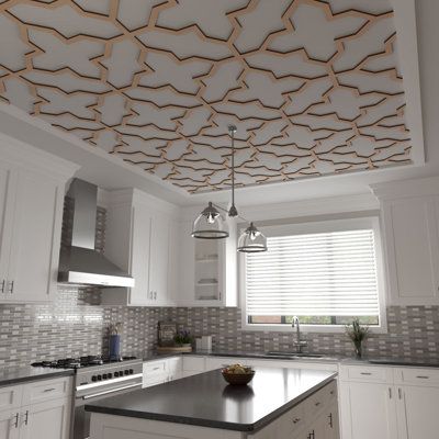 Infuse your personality into your home with our contemporary ceiling panels for an elegant or playful point of interest. Overlay the panels on your ceiling for a bold contrast or paint the same color as the ceiling but with different sheen for a subtle 3D effect. Create a unique space and elevate your ceiling into a work of art. The embossed design offers a touch of texture and a smooth finish that lasts a lifetime and transforms your home from floor to ceiling as soon as it's installed. Color: Wood Ceiling Panels, Ornamental Mouldings, Plafond Design, Contemporary Ceiling, Wood Ceiling, Decorative Ceiling, Floor To Ceiling, 3d Wall Panels, Embossed Design